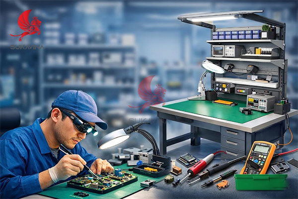 Bàn thao tác cho kỹ thuật viên sửa chữa điện tử 